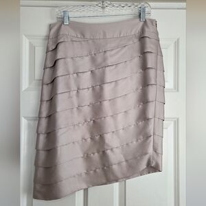 Banana Republic Monogram Champagne Tiered Asymmetrical Silky Skirt - Size 12
